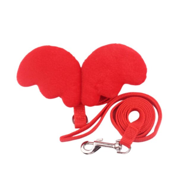 Colete Peitoral com Guia Asinhas Vermelhas Gato Cachorro, Tamanho P