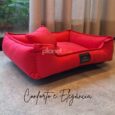 Cama Luxo para Cachorro em Tecido de Sofá Suede Veludo Vermelho
