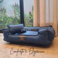 Cama Luxo para Cachorro em Tecido de Sofá Suede Veludo Azul Escuro